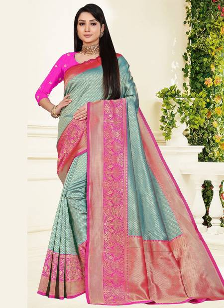 1006 Santraj New Exclusive Wear Designer Silk Saree Collection 1006-Firozi